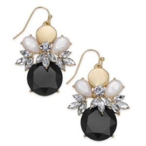 Charter Club Black Crystal Cluster Drop Earrings